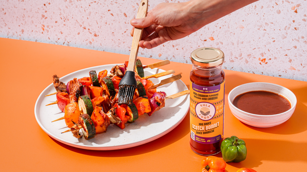 Summer Skewers with KULA Scotch Bonnet Sauce